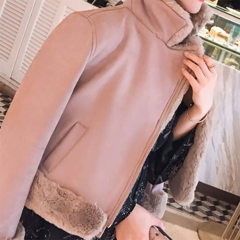 ファー付ムートンライクジャケット(2colors)