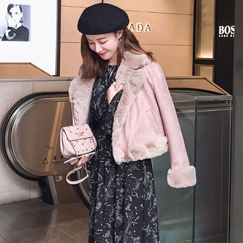 ファー付ムートンライクジャケット(2colors)