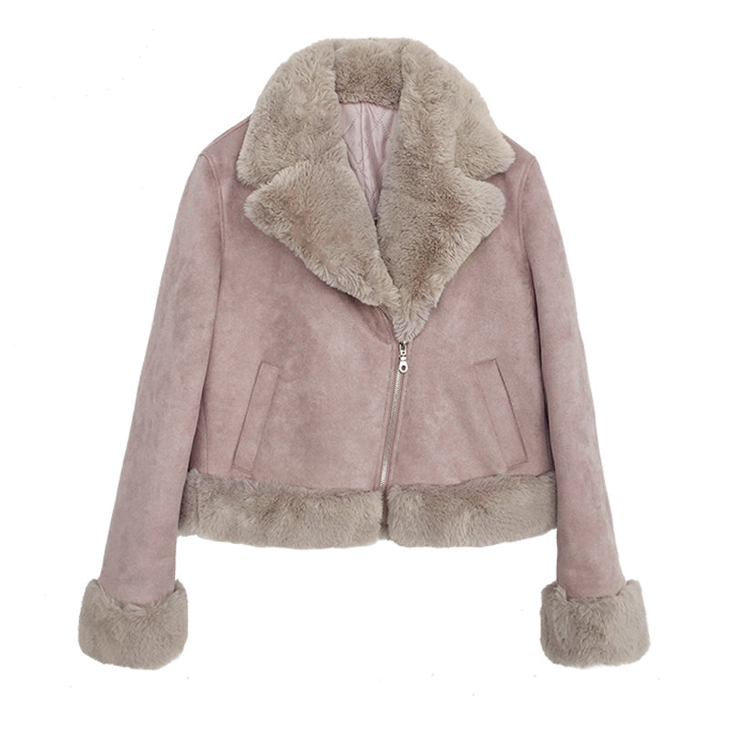 ファー付ムートンライクジャケット(2colors)