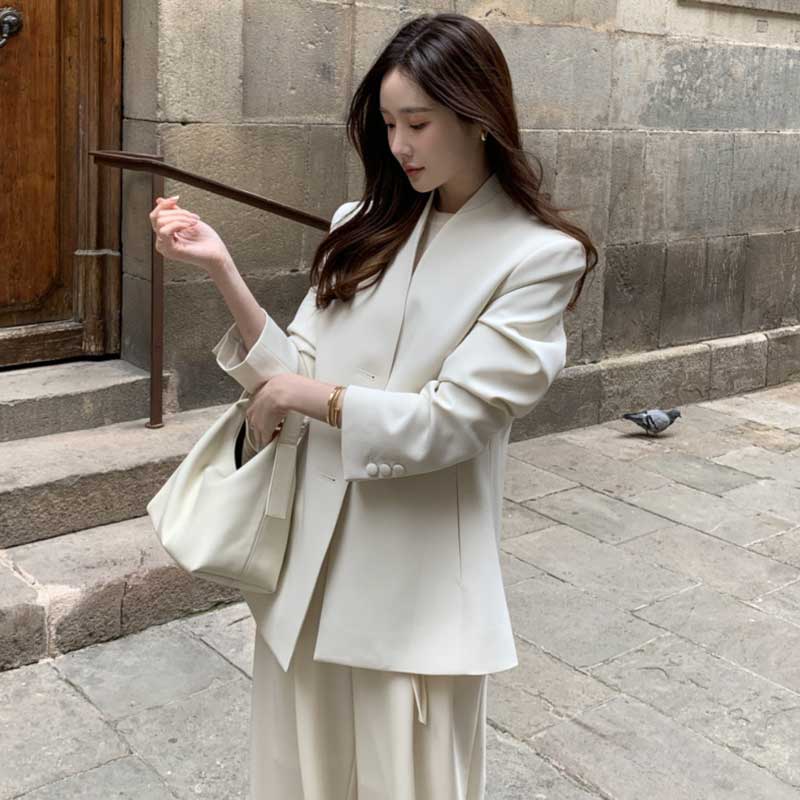 ノーカラージャケット(2colors)