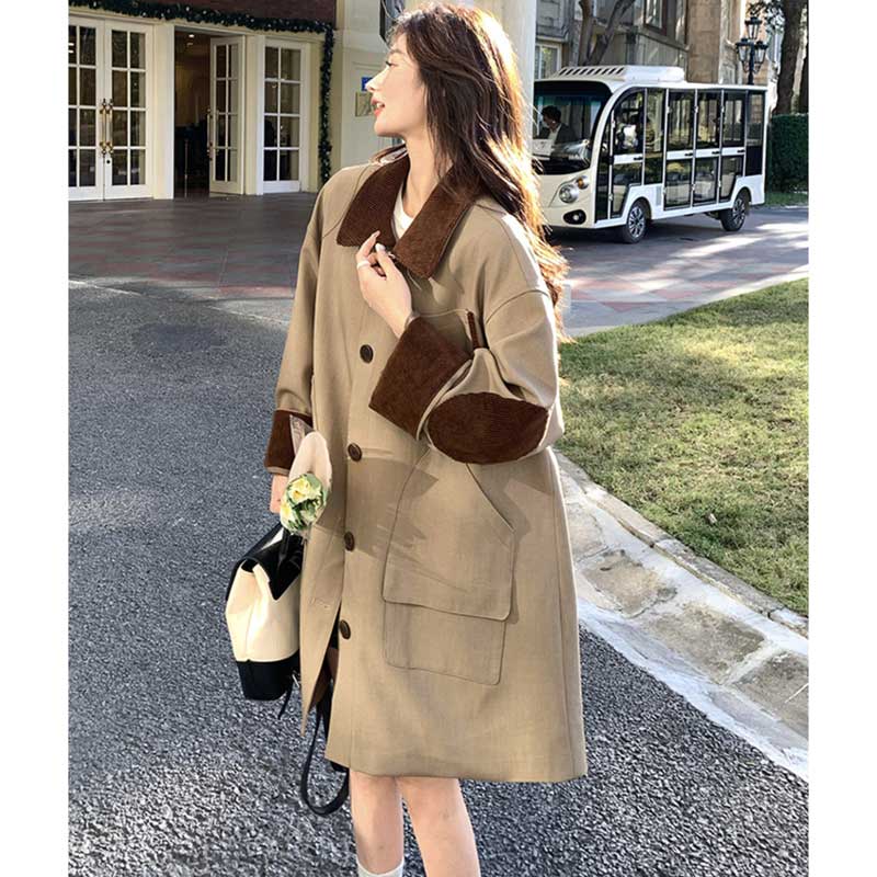 バイカラーミディ丈コート