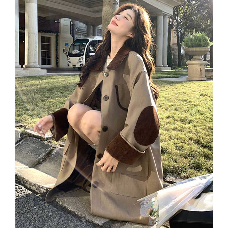 バイカラーミディ丈コート