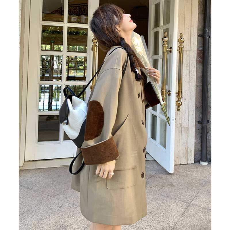 バイカラーミディ丈コート