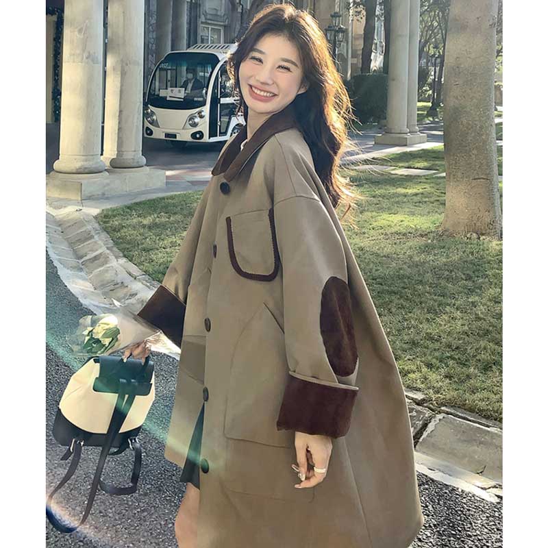 バイカラーミディ丈コート