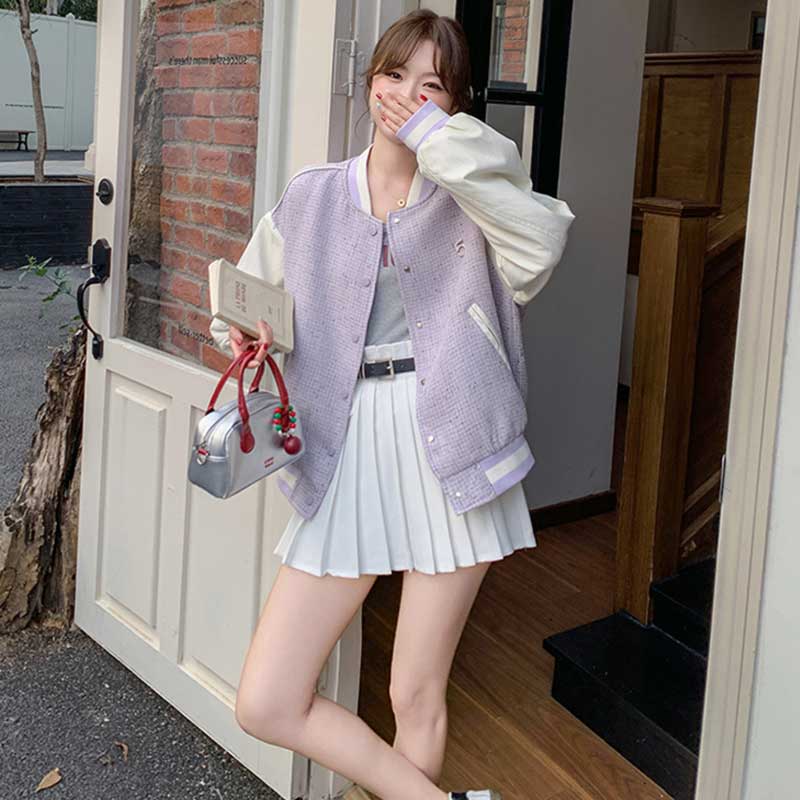 パステルツイード風ブルゾン