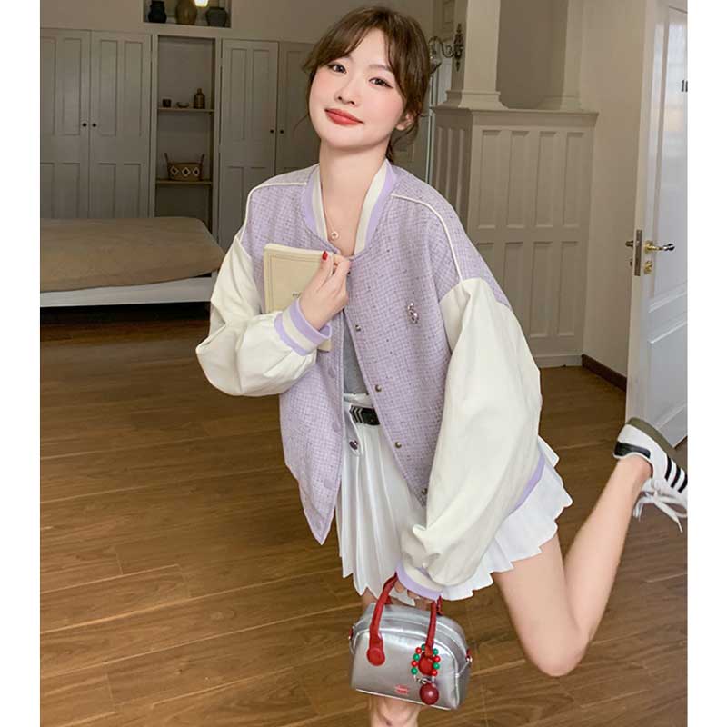 パステルツイード風ブルゾン