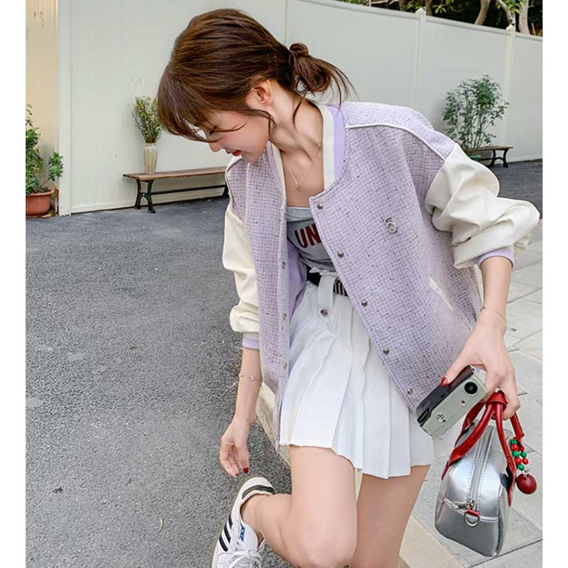 パステルツイード風ブルゾン