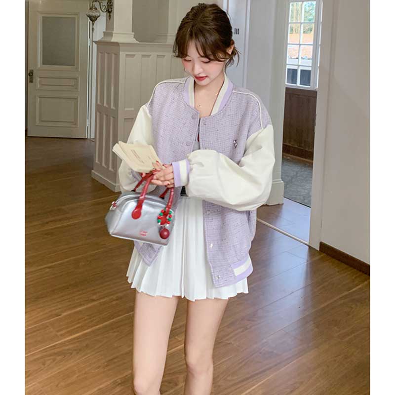 パステルツイード風ブルゾン