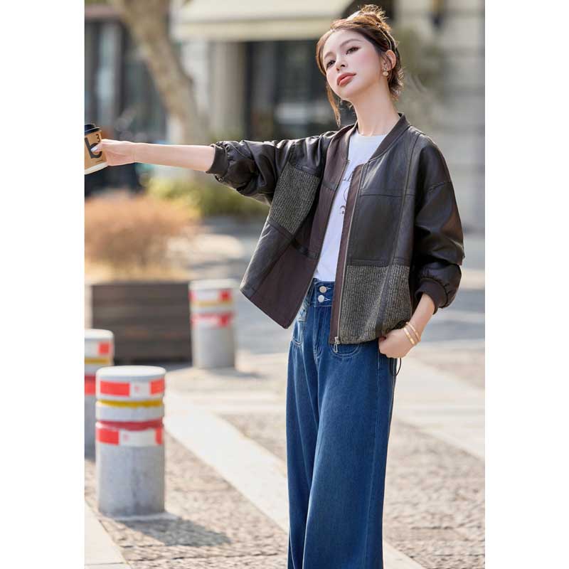 パッチワークレザージャケット(2colors)