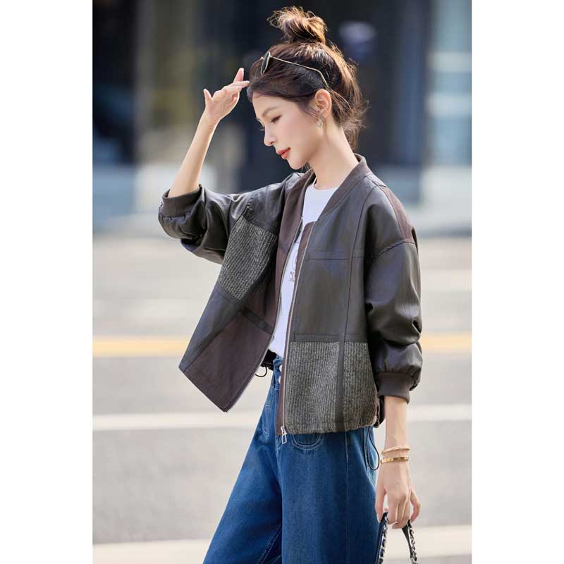 パッチワークレザージャケット(2colors)