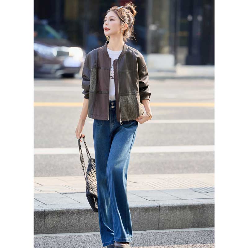 パッチワークレザージャケット(2colors)