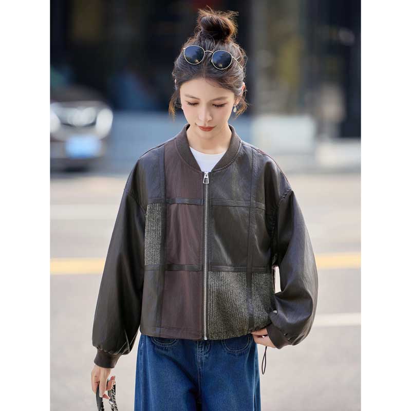 パッチワークレザージャケット(2colors)