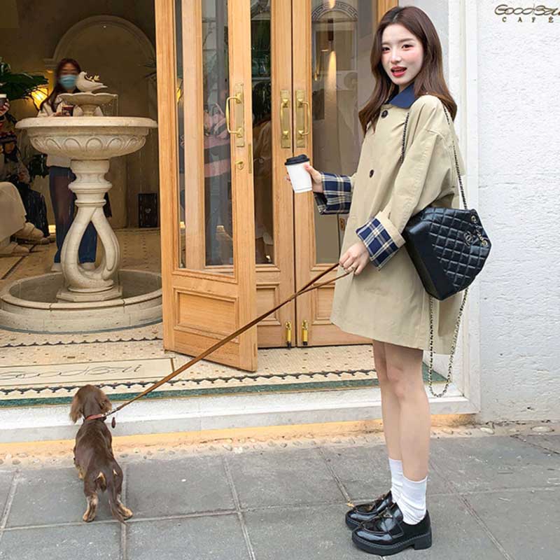 チェックカフスショートコート