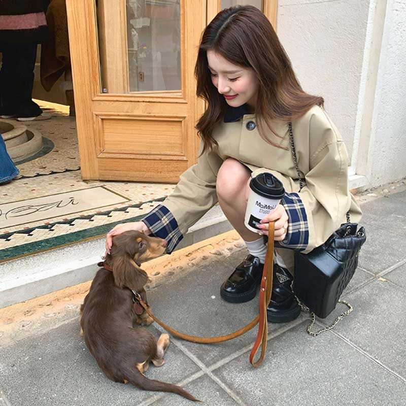 チェックカフスショートコート