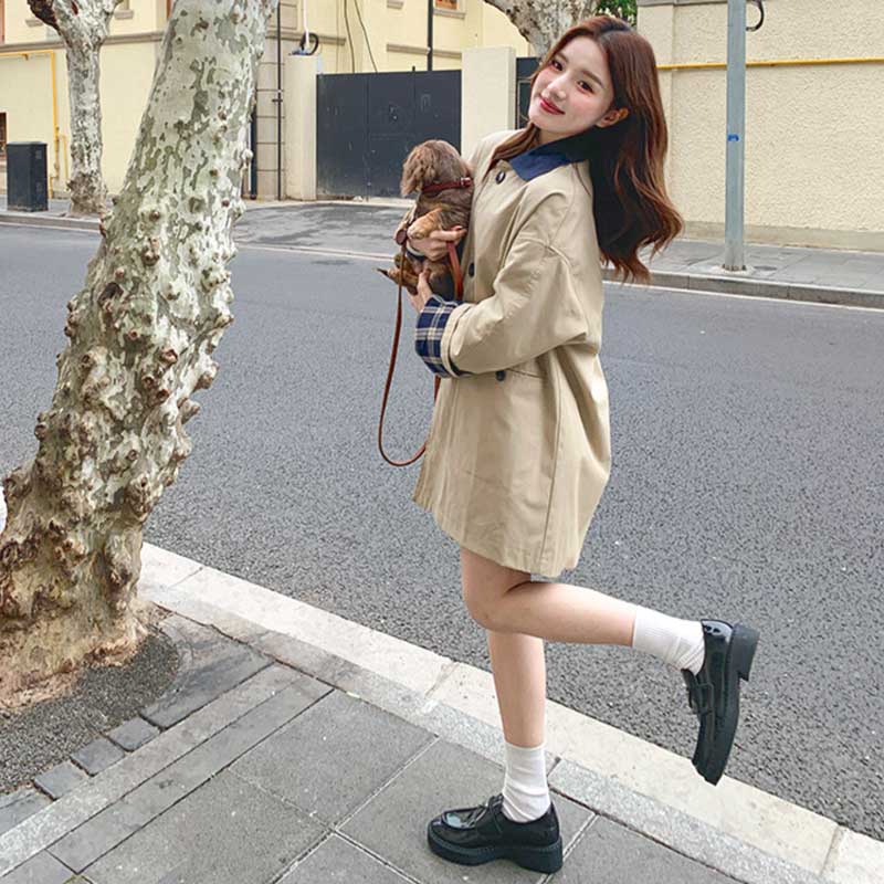 チェックカフスショートコート