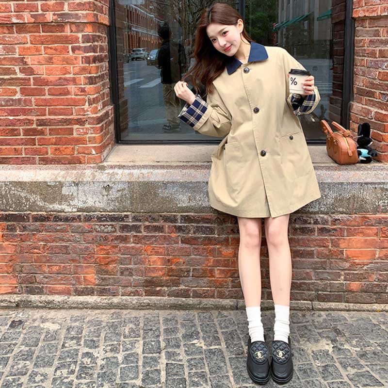 チェックカフスショートコート