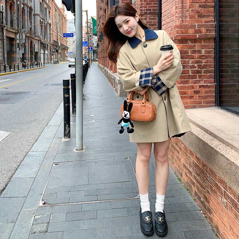 チェックカフスショートコート