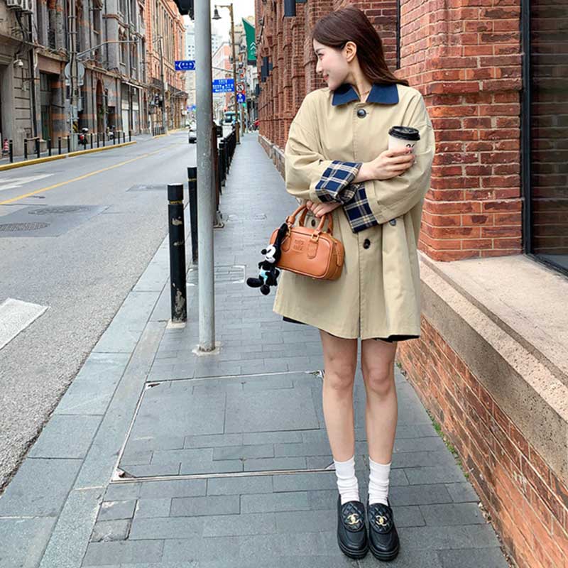 チェックカフスショートコート