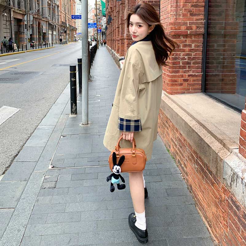 チェックカフスショートコート