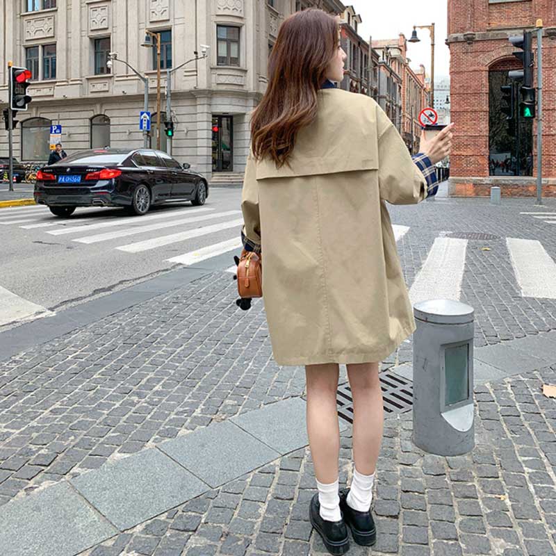 チェックカフスショートコート