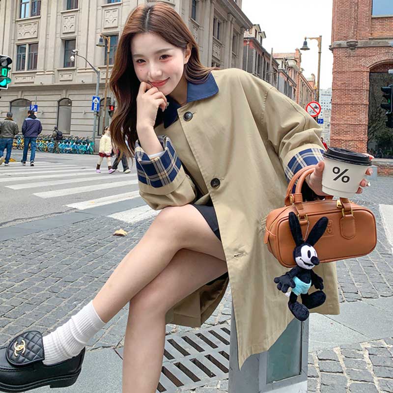 チェックカフスショートコート