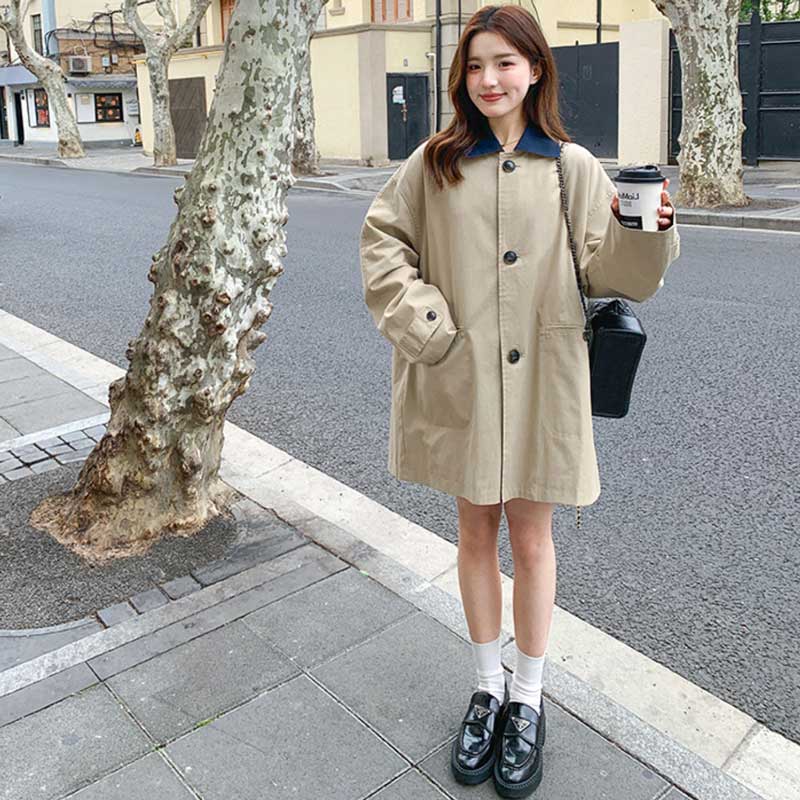 チェックカフスショートコート