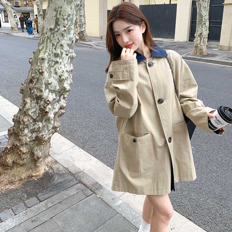 チェックカフスショートコート