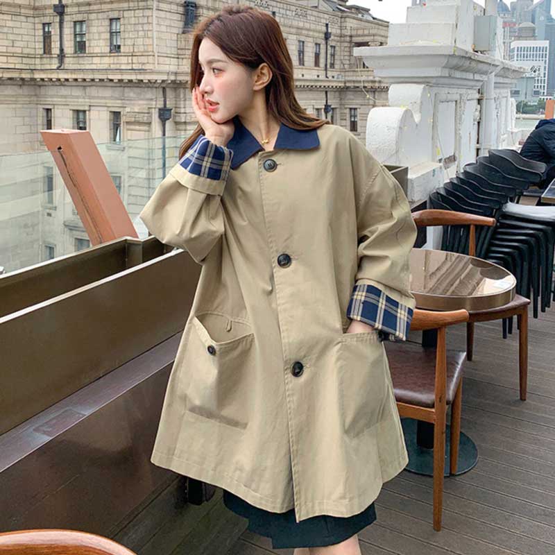 チェックカフスショートコート