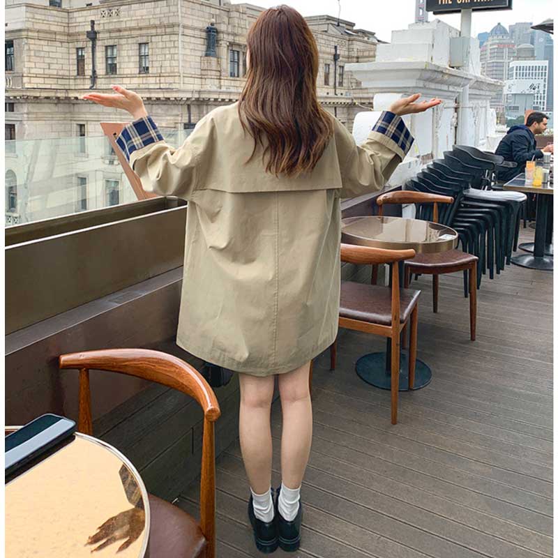 チェックカフスショートコート