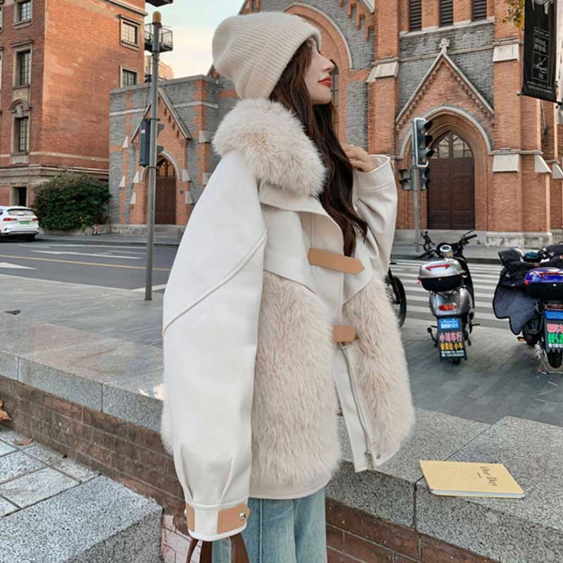 ファー切り替えショートコート