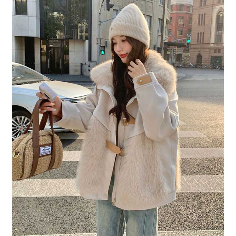 ファー切り替えショートコート