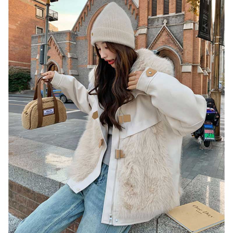 ファー切り替えショートコート