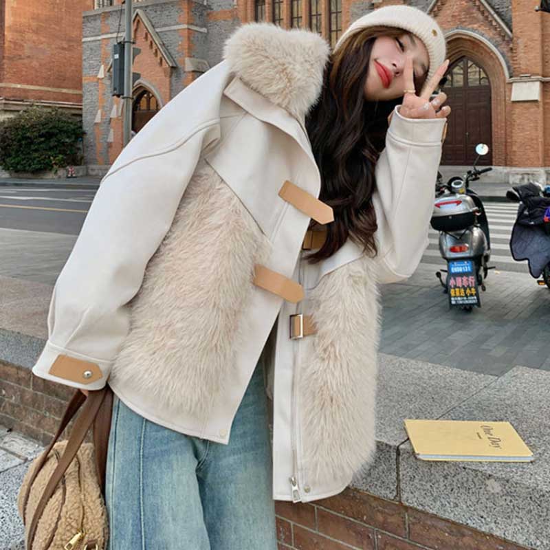 ファー切り替えショートコート