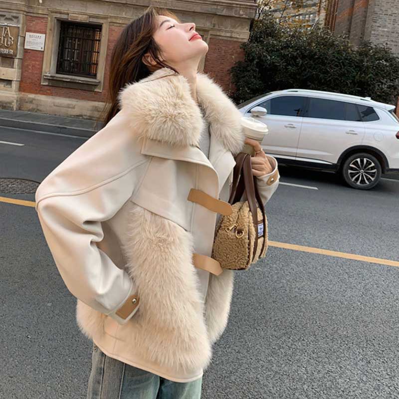 ファー切り替えショートコート