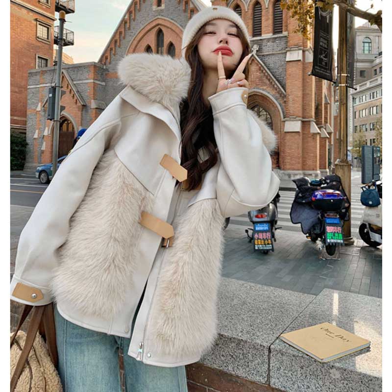 ファー切り替えショートコート