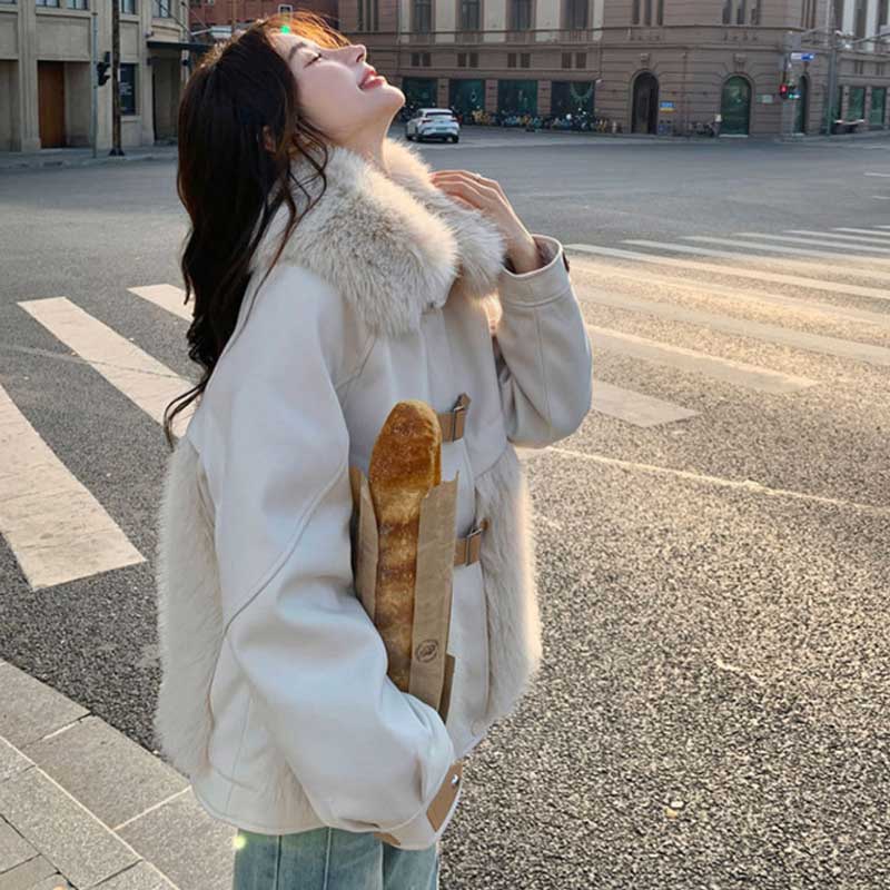 ファー切り替えショートコート