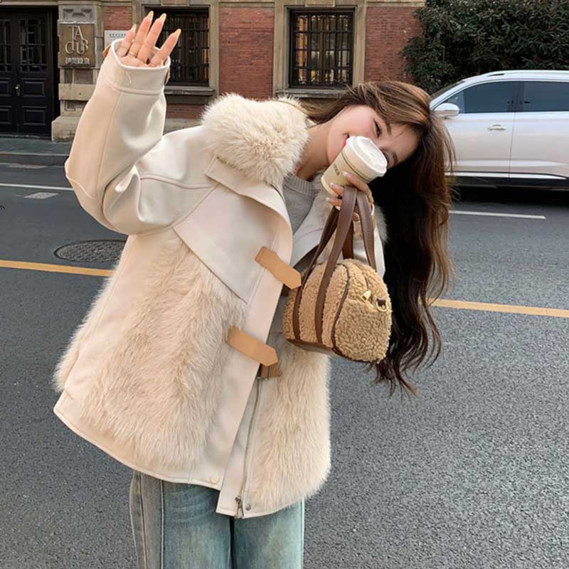 ファー切り替えショートコート