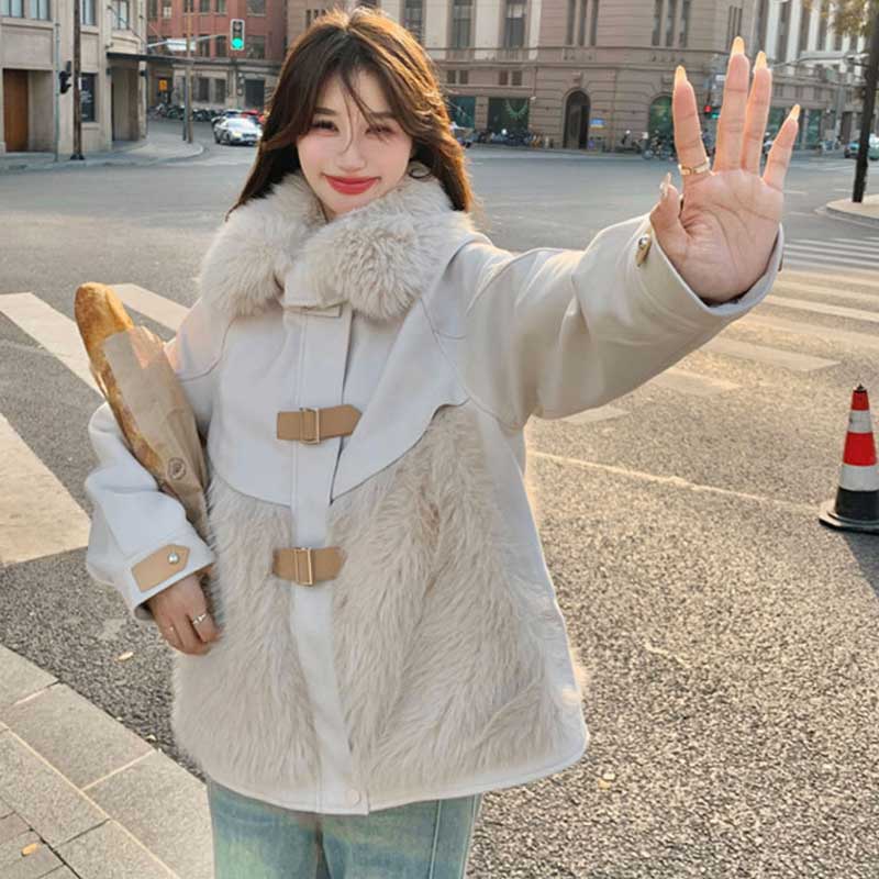 ファー切り替えショートコート