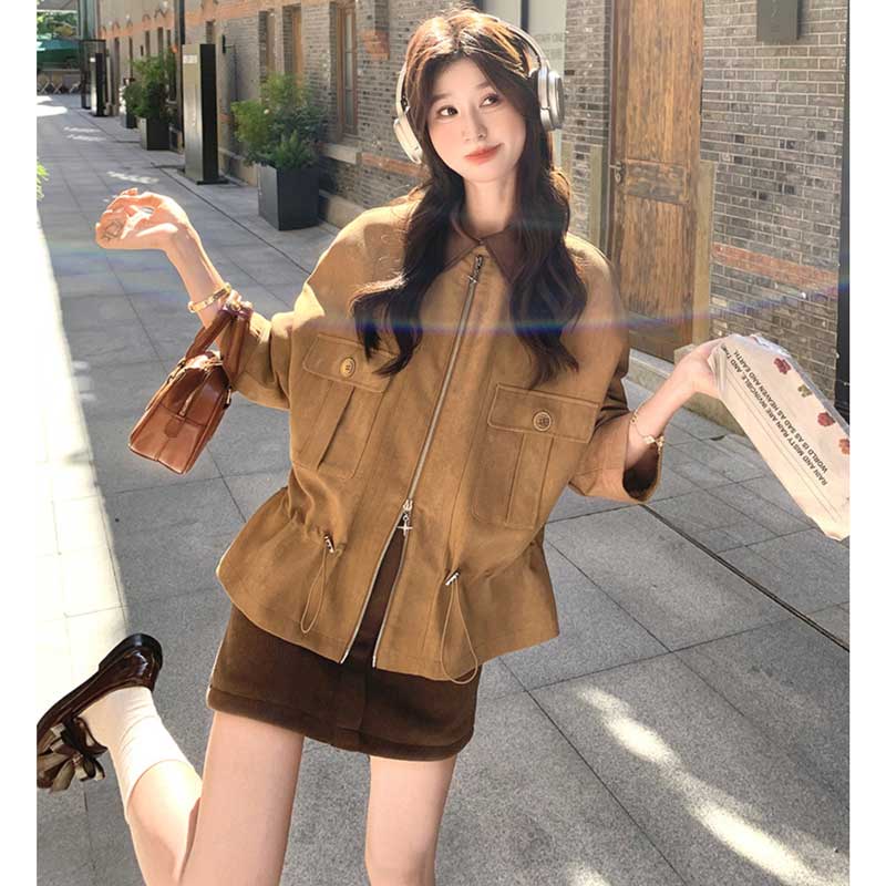 バイカラーカラースエードジャケット