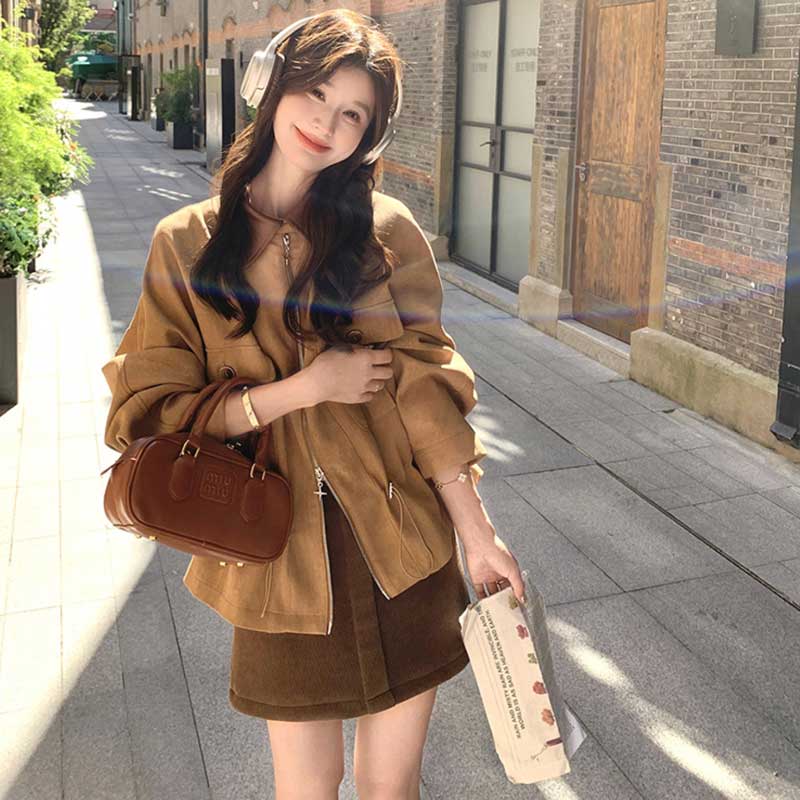 バイカラーカラースエードジャケット