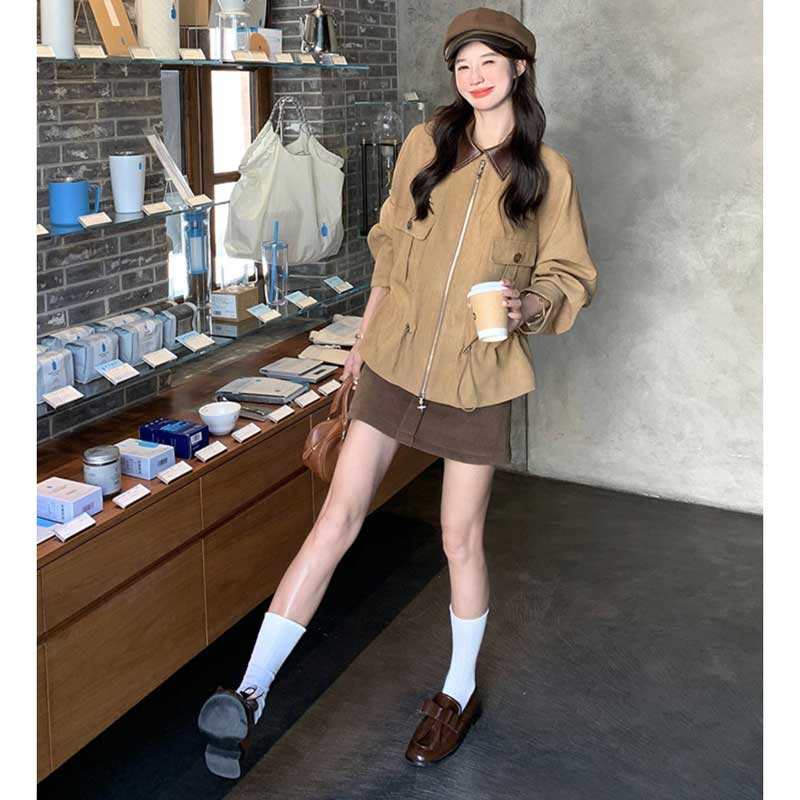 バイカラーカラースエードジャケット