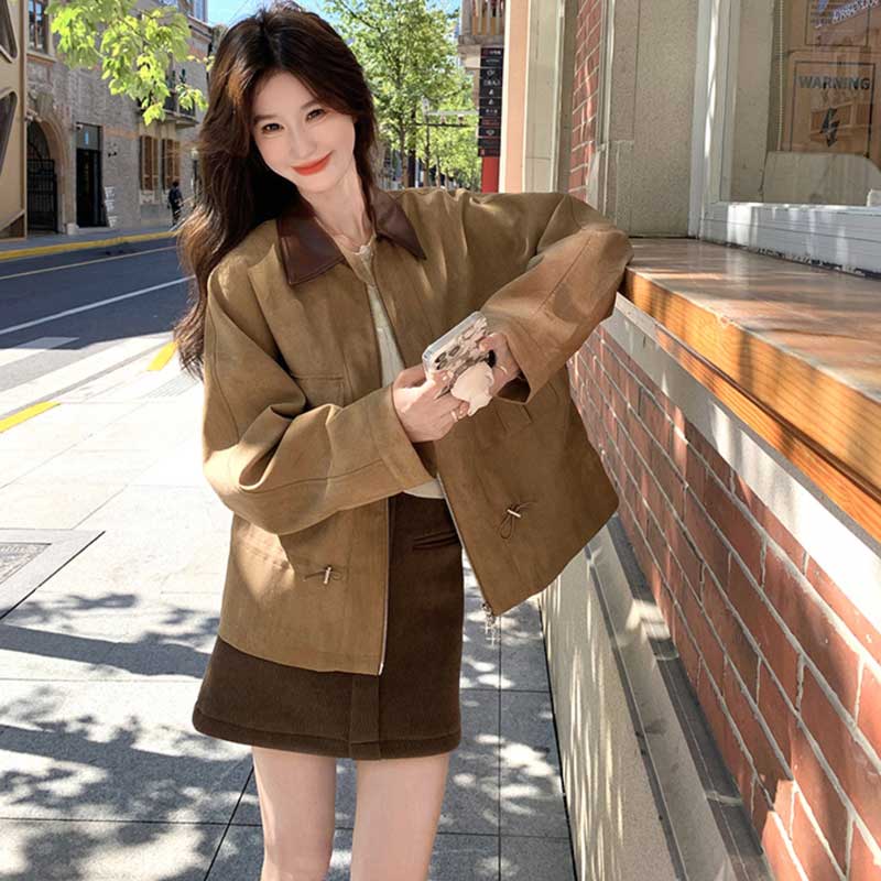 バイカラーカラースエードジャケット