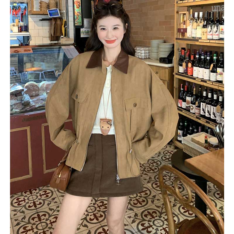 バイカラーカラースエードジャケット