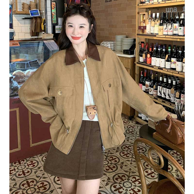 バイカラーカラースエードジャケット