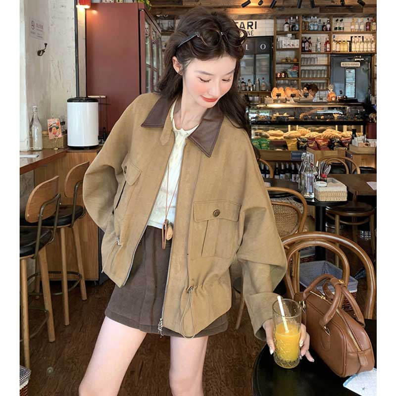 バイカラーカラースエードジャケット