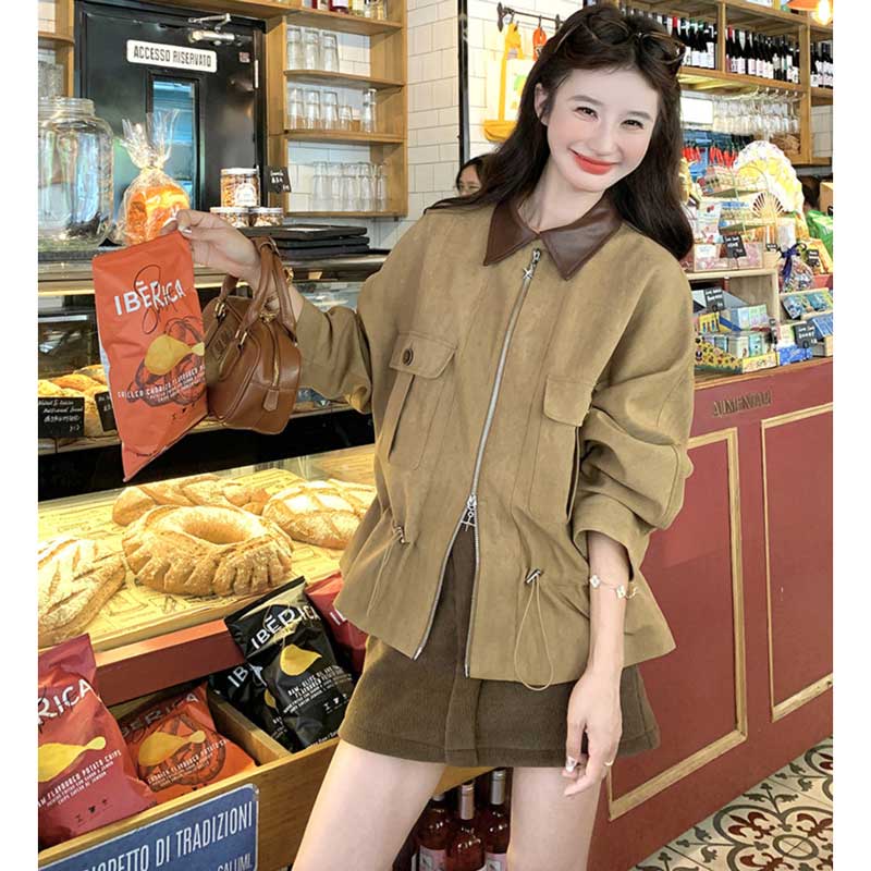 バイカラーカラースエードジャケット