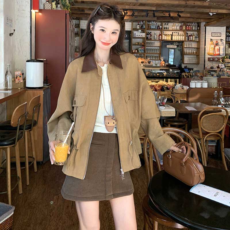 バイカラーカラースエードジャケット