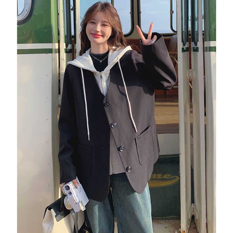 フード付きVネックジャケット