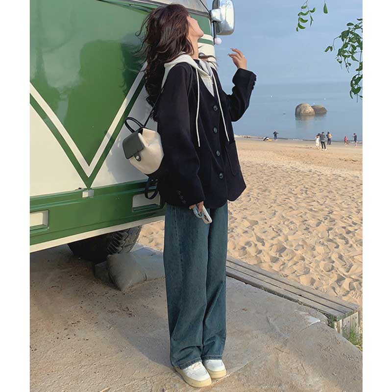 フード付きVネックジャケット