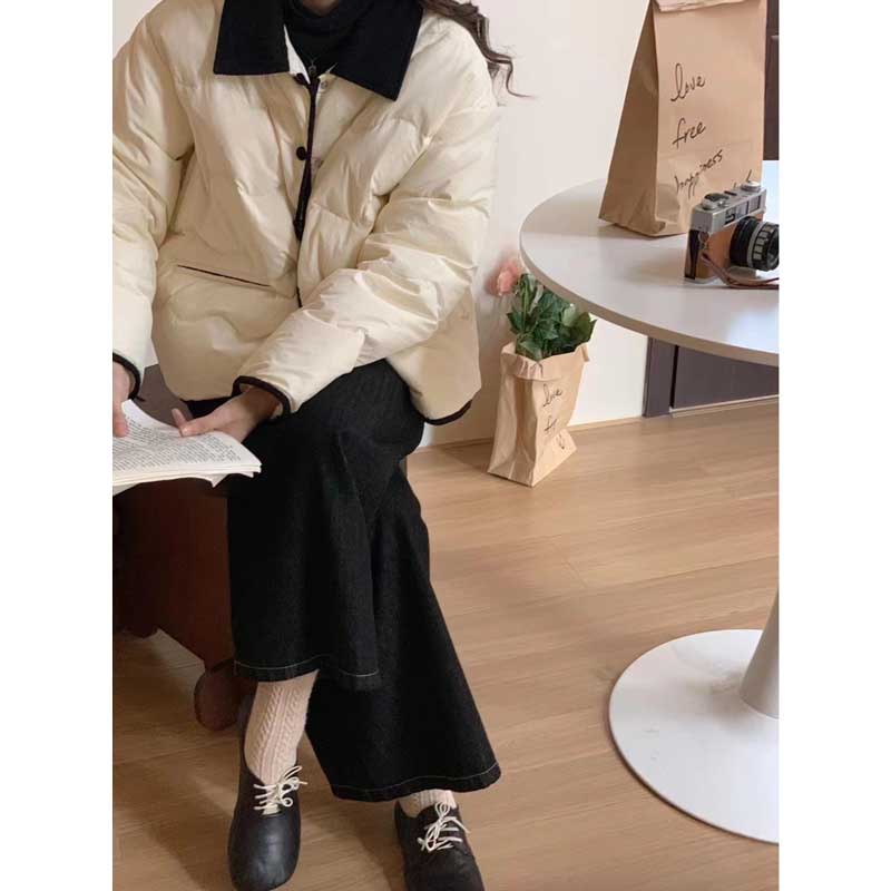 バイカラーショート丈ダウンコート(3colors)